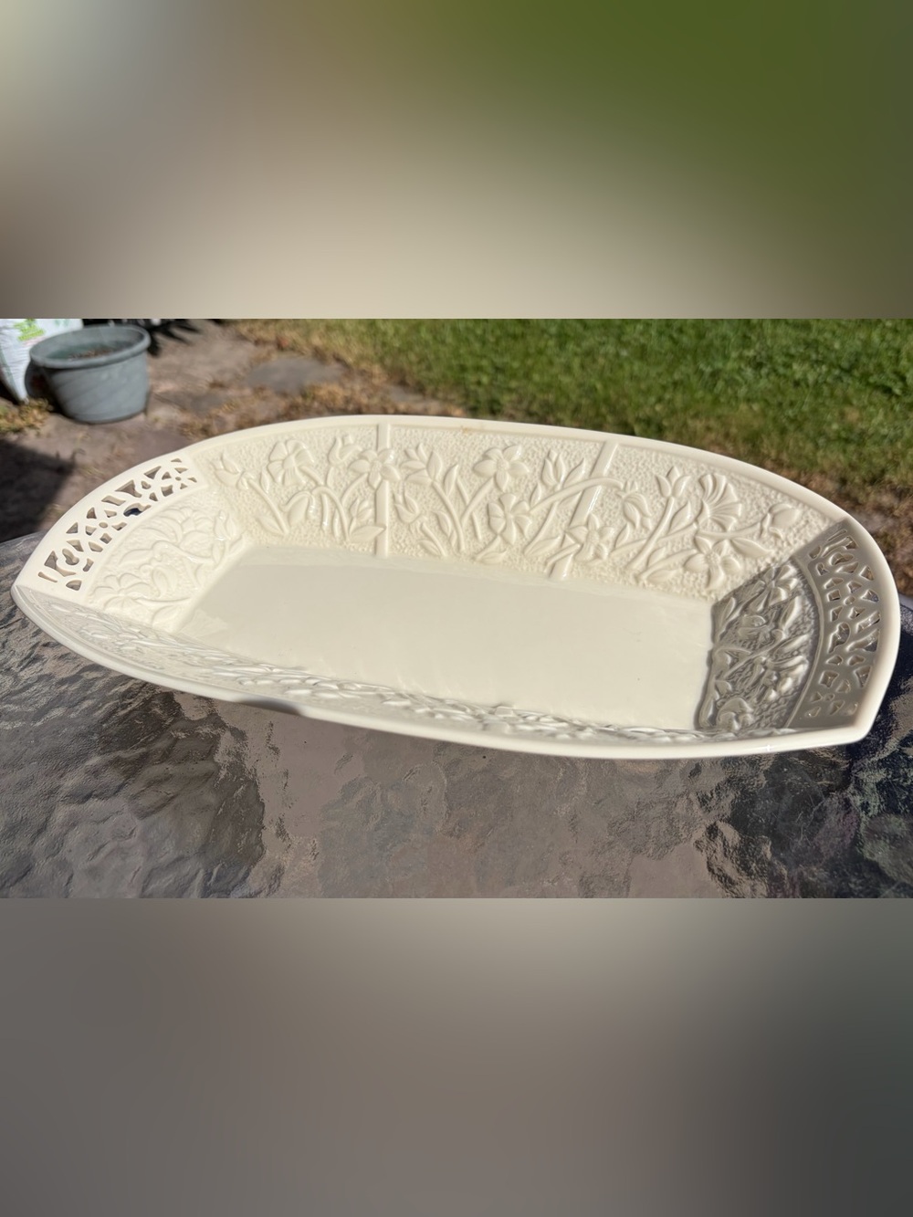 Lenox Cream Embossed Floral Vanity Tray